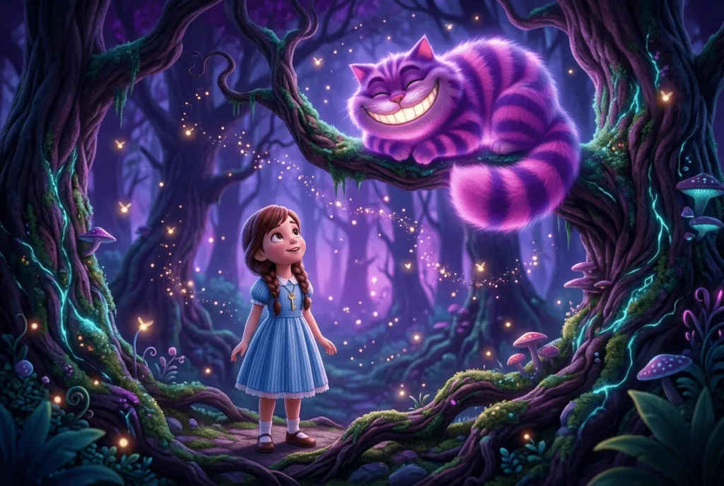 AI-generated illustration — child stepping through a glowing magical doorway