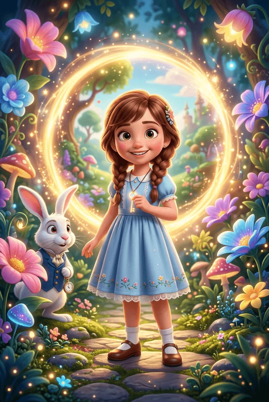 Personalized children's book cover featuring a child in a magical forest — example from KidsBooks